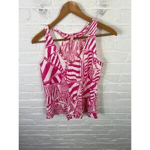 Lilly Pulitzer Women's Sailboat Print Minka Tank Top Sleeveless Pink/White SZ M